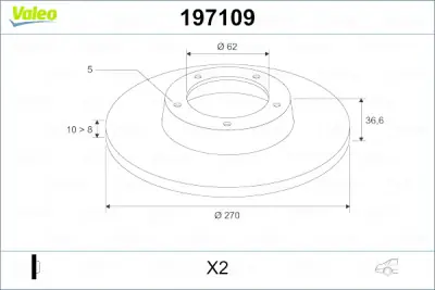 Hecho A Mano Disco de freno VALEO 197109